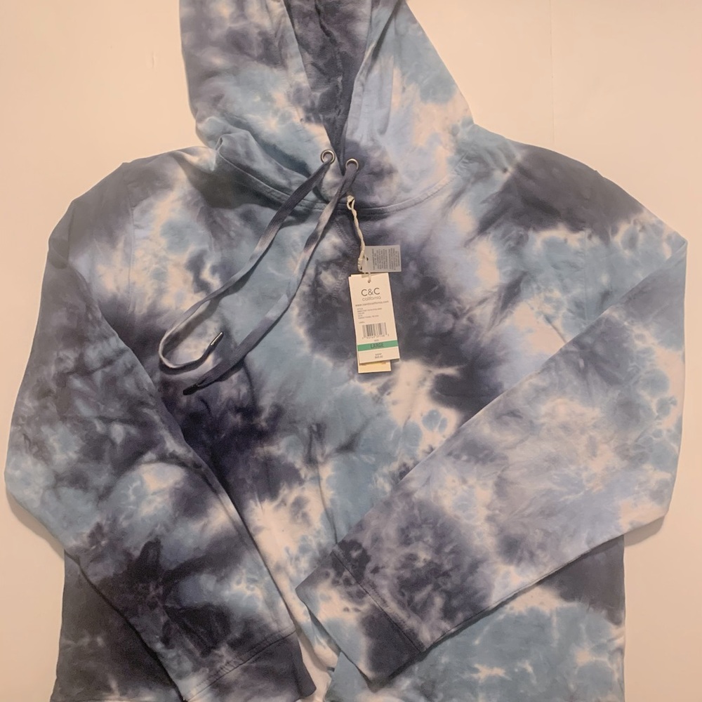 C&C Indigo Twist Front Hooded Sweatshirt Size L!